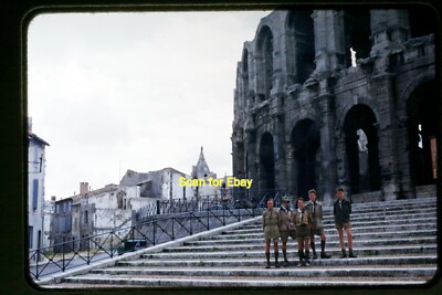 UK English Scouts in France in mid 1950's, Kodachrome Slide aa 9-20b