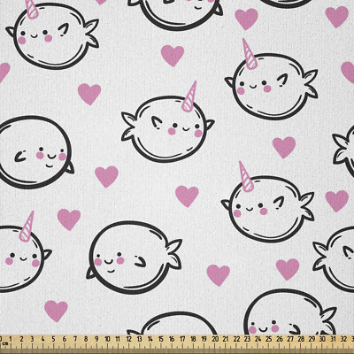 Narwal Microfaser Stoff als Meterware Doodle Stil Wale