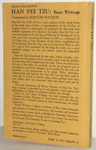 BASIC WRITINGS OF HAN FEI TZU 1st Edition 1964 Burton Watson - Asian Philosophy - Picture 2 of 10
