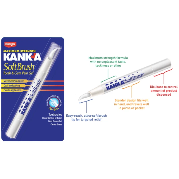 Kank-A Soft Brush Tooth/Mouth Pain Gel Professional Strength 0.07 oz (Pack of 2)