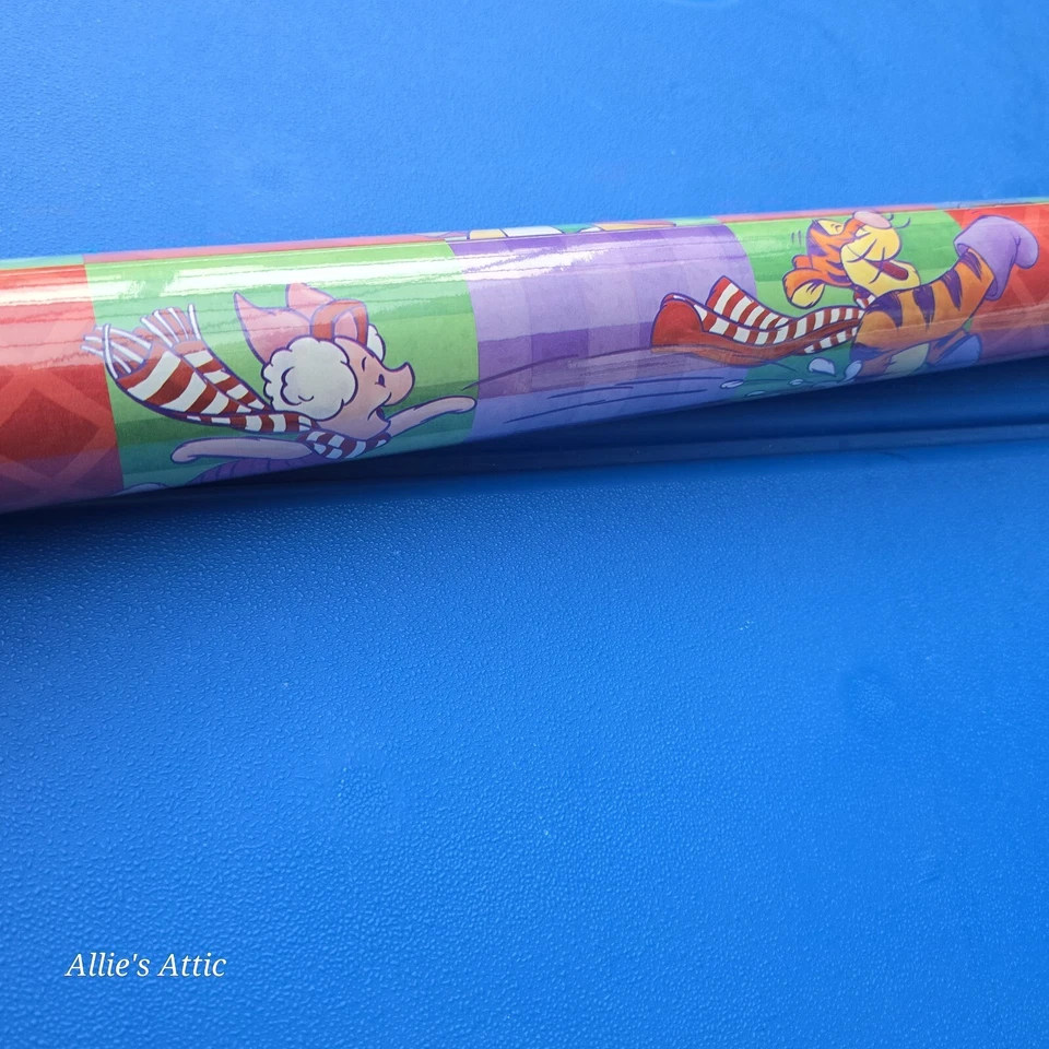 Vtg Winnie Pooh Tigger Eeyore Piglet Christmas Gift Wrapping Paper 20 Sq Ft Roll - Image 2 of 4