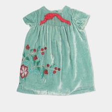 Gucci Green Velvet Floral Embroidered Dress 1824 months