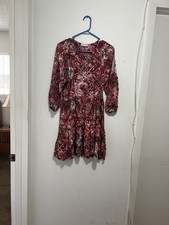 Calvin Klein Women's Red floral Long Sleeve Dress Size 2