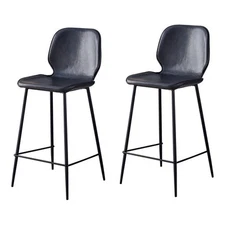 Plata Import Effie Ariella 26" Faux Leather Counter Stools in Black (Set of 2)