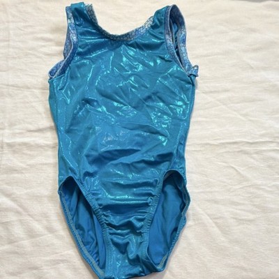 RL Creations Girls' Blue Sleeveless Gymnastics Leotard Size M
