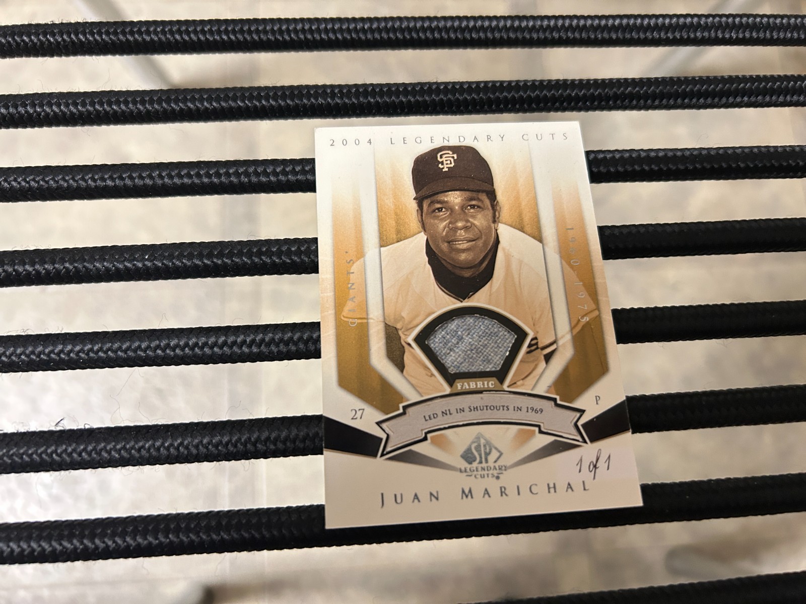 original 2004 SP LEGENDARY CUTS GAME USED JERSEY CARD of JUAN MARICHAL..1 of 1