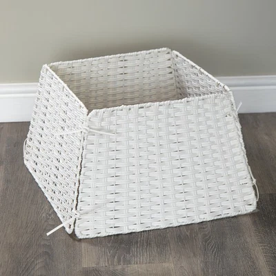 47cm x 46cm Samuel Alexander Foldable Faux Rattan Christmas Tree Skirt in White