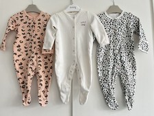 Baby Girls 0-3 Months Mamas & Papas Babygrow Sleepsuit Bundle Wild One Animal