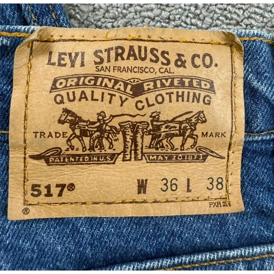 Vintage Levis Aligrace 517 Jeans Men W36 L38 Blue Bootcut Denim 90s USA Made - Image 4 of 4