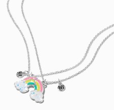 Claire  s Best Friends Glow in the Dark Split Rainbow Pendant Necklaces - 2 Pack
