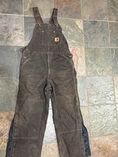 Vintage Carhartt Bib Overalls Mens 36x32 Brown R27 DKB Double Knee Insulated