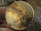 1887 MORGAN SILVER DOLLAR SUPERB GEM BU MONSTER RAINBOW TONER #2748