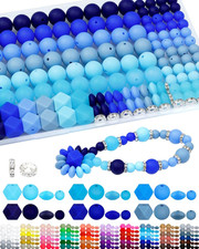 172PCS Silicone Beads for Keychain Making, 6 Mixed Colors Silicone Focal Beads