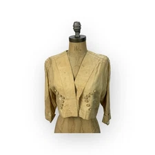 Antique Vintage Edwardian Handmade Bespoke Ecru Whitework Floral Tape Lace Top