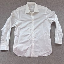 Borrelli Napoli Linen White French Cuff Dress Shirt Size 17 34