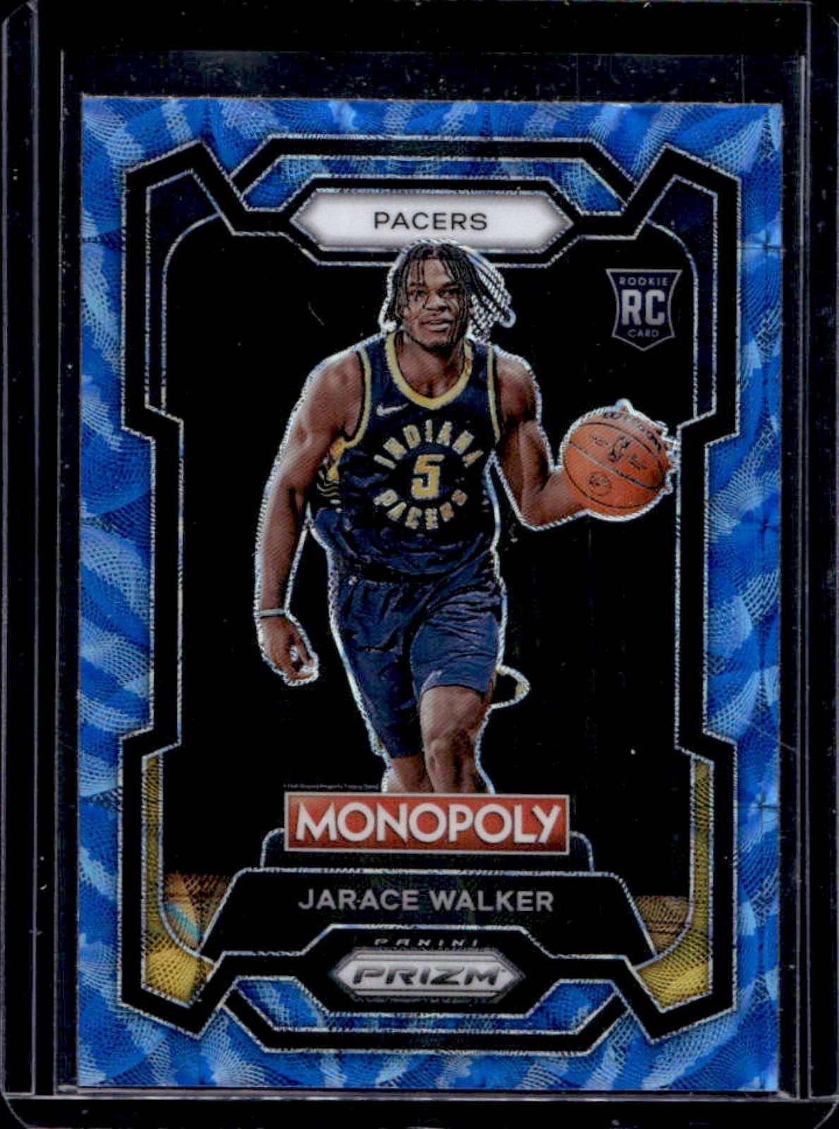 2023-24 Prizm Monopoly Jarace Walker RC Tiger Stripe Boardwalk Blue #36 Pacers