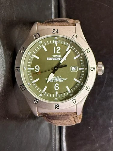 Vintage Timex Expedition Watch 905 With Green Dial - New Battery
