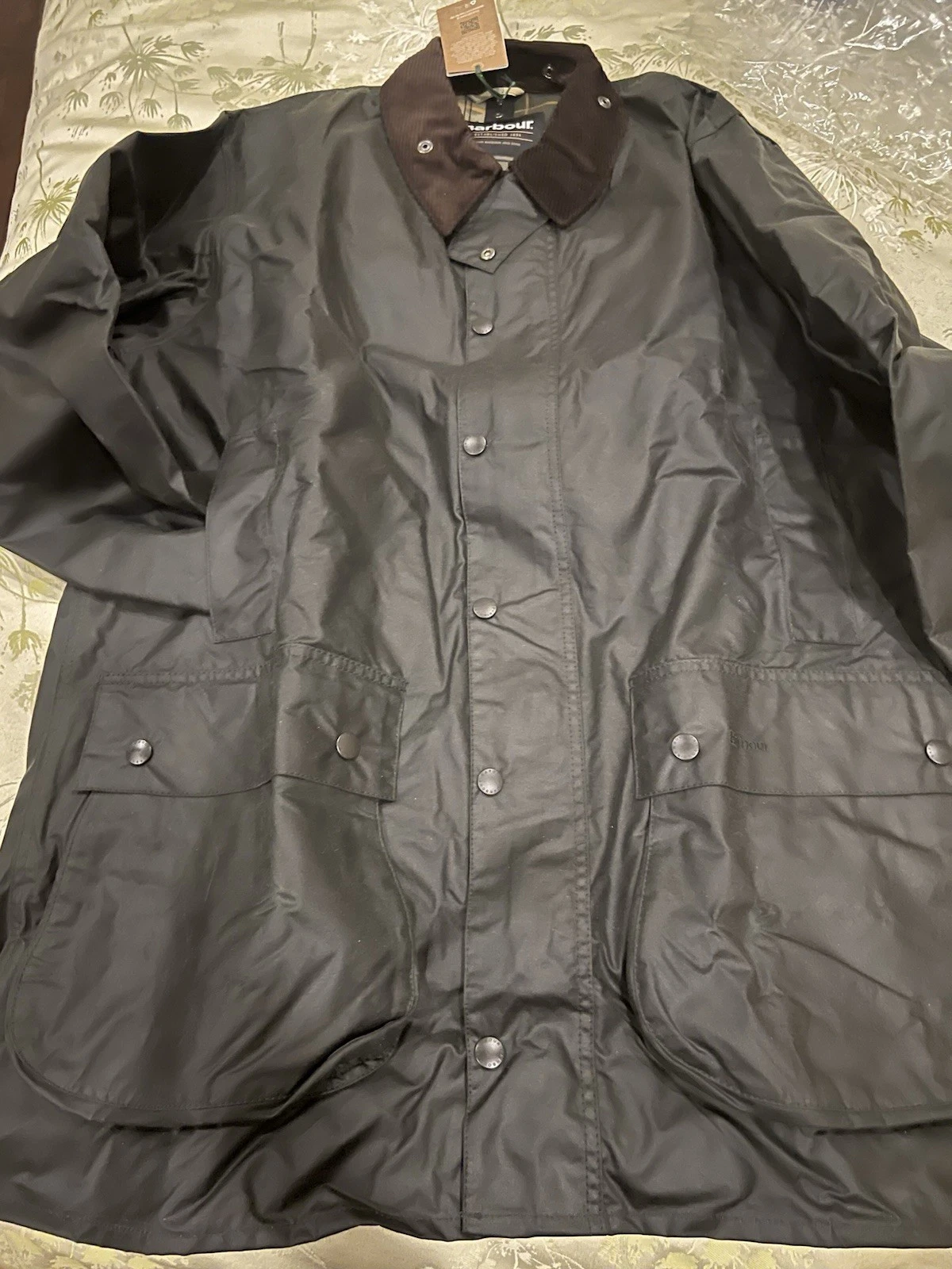 Rare Brand New with tags BARBOUR Men Border Wax Jacket hard to get size 46 Sage - product detail image 5