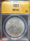 1896 Morgan Silver Dollar $1 VAM-11 - Graded ANACS MS 62