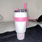White Pink 40oz Insulated Tumbler w/ Handle Drink-Through Lid Paris Hilton — photo 1