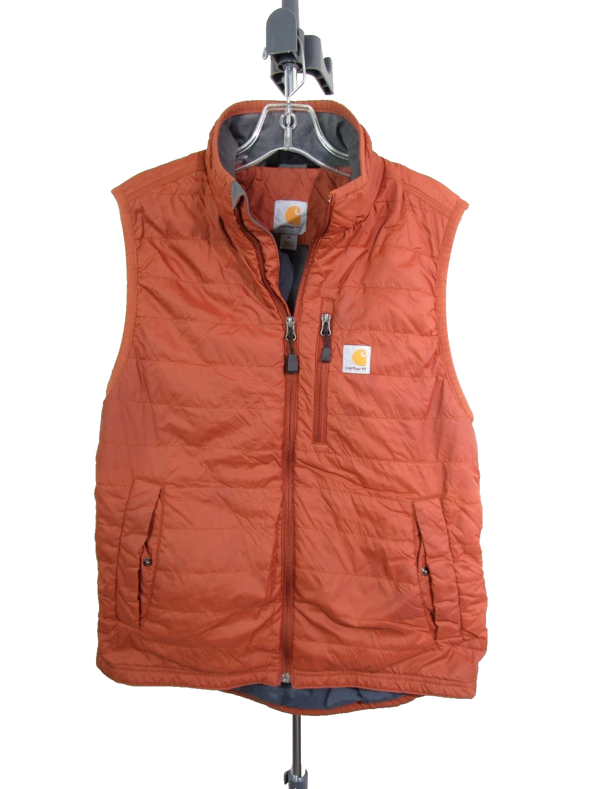 Carhartt Quilted Orange Nylon Outdoor Relaxed Fit Insulated Vest | Men's Med