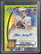 STEVE ANGELI 2024 BOWMAN CHROME UNIVERSITY PROSPECT AUTO YELLOW REFRACTOR 34/75