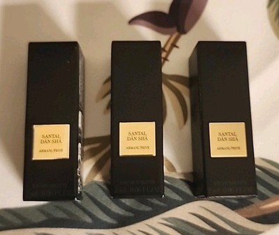 3 x Armani Prive SANTAL DAN SHA 0.06 oz / 2 ml Eau de Toilette Mini Vial NEW