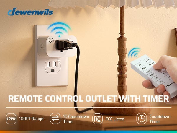DEWENWILS Remote Control Outlet Plug, 15A 1875W, No Wiring Needed for Indoor