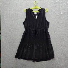 GAP Women Dress L Black Mini Splitneck Witchy Grunge Y2K Sleeveless