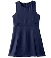 Chaps $30 Girls Approved Schoolwear 12/14 Sleeveless Pleated Navy Jumper Dress 