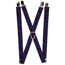  Suspenders - 1.0  - Buffalo Plaid Abstract White/Black/Turquoise ACC NEW