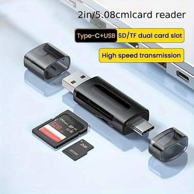 4in1 USB-C Kartenleser SD TF Speicherkarte Adapter Schwarz USB 2.0