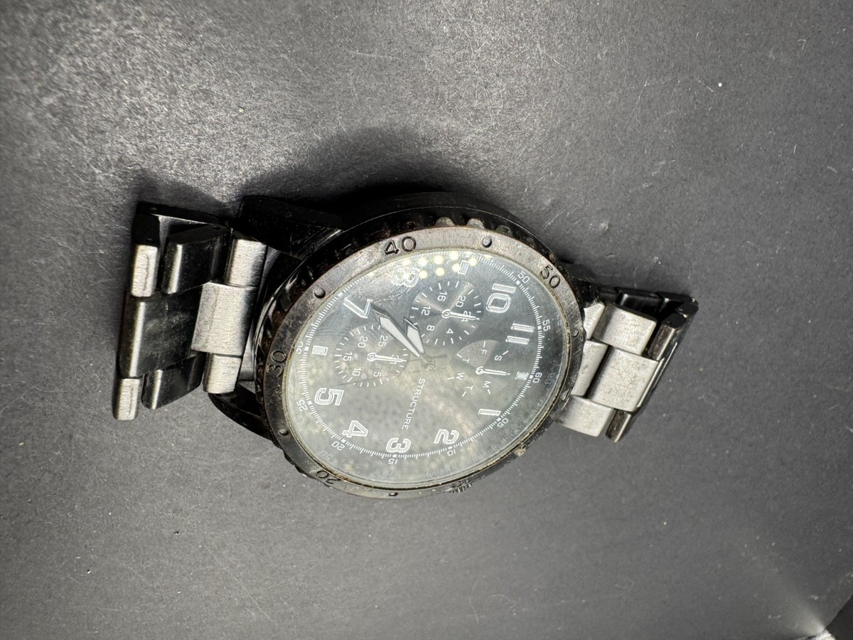 Structure Men’s Chronograph Watch 33881 124 Gunmetal Stainless Steel 51mm Structure Black Wristwatches for sale | eBay main image 4