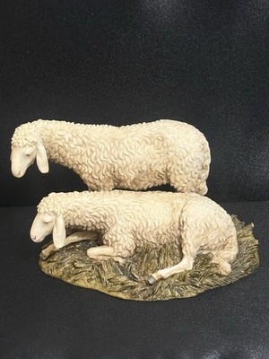 Two Sheep In Resin by Landi Moranduzzo Italy Nativity Figurines Christmas Decor