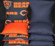 8 CORNHOLE BEANBAGS made w CHICAGO BEARS Fabric ACA Reg Bags, Top Quality