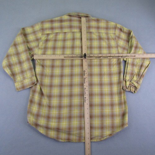 Vintage Levis Shirt Boys XL Yellow Tan Plaid Flannel Red Tab Button Up Kids Y2K - Picture 5 of 10