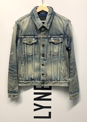 Saint Laurent Crash Vintage Blue Denim Jacket Size Medium RRP £1,050  UK