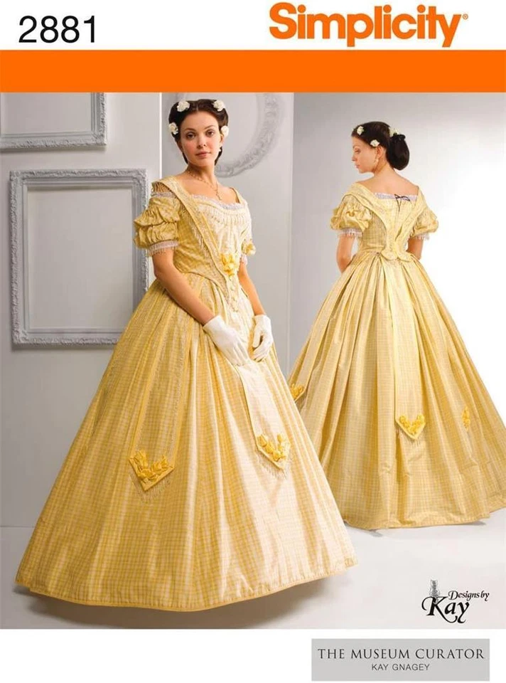 Simplicity 2881 Victorian Civil War Era Dress Gown Pattern Uncut Size 8 10 12 14 - Image 2 of 4
