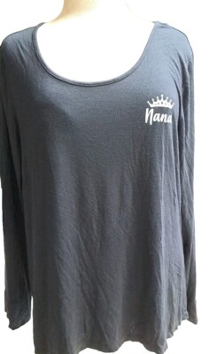 Soma NANA Tunic Sleep Tee Women L Long Sleeve Scoop Neck Black Mom