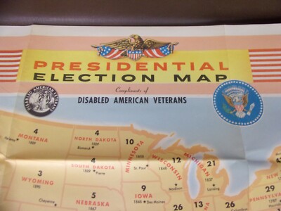 Vintage 1964 Presidential Election Map Disabled American Veterans