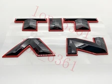 Black Red  ABS Letters for Nissan Titan Front Grill Hood Inserts 2016 - 2019