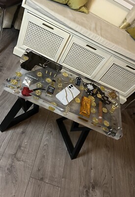 reichhaltiger Esstisch/Epoxidtisch/Harztisch60*60*32/Unikat Kunst/