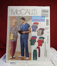 McCALL'S Pattern: 3253, Unisex UNIFORMS, SCRUBS, NURSE, CNA, SIZE: S-M-L; NEW