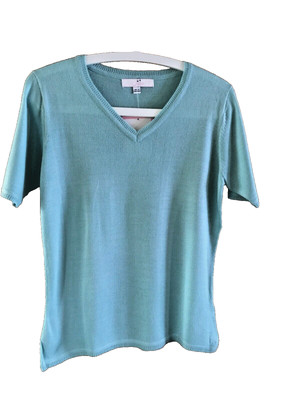 Julipa Gr.10 Kurzarm Pullover leichter V-Ausschnitt in mintgrün Neu mit Etikett