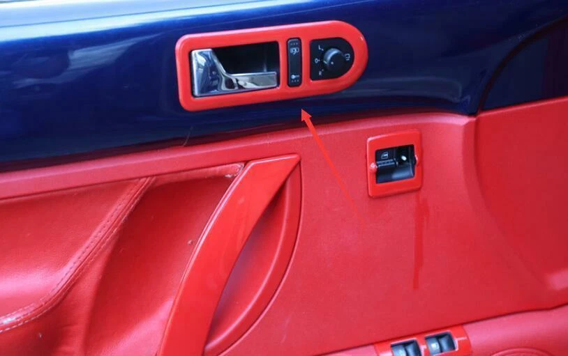 Ajuste para Volkswagen Beetle 2003-2005 rojo brillante coche manija interior marco decoración Foto 4 de 4