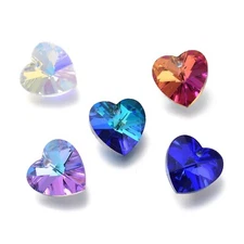 100x Faceted Heart Electroplate Glass Charms Jewelry Making Crafts 14x14x7.5mm