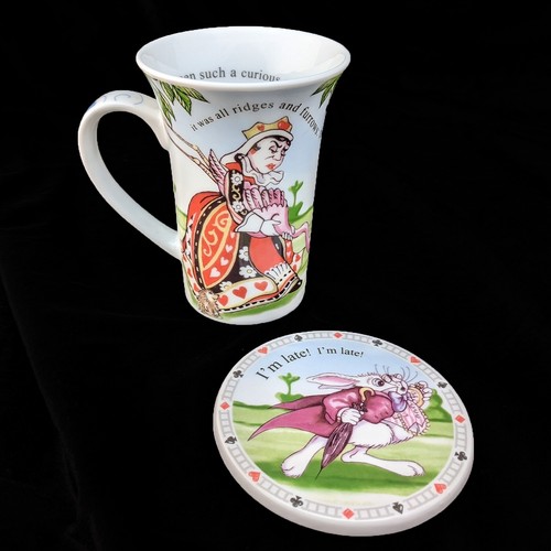 Alice in Wonderland's Cafe Flamingo Mug & Rabbit Coaster Cardew Design in Tin - Picture 4 of 8