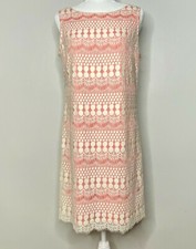 Eliza J Lace Sleeveless Sheath Ivory/Coral Dress Size 10