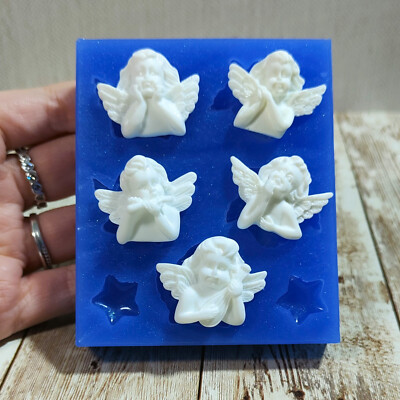Engelform Putti 5 Stück 3cm Silikon für Kreationen aus Harz und Kreide