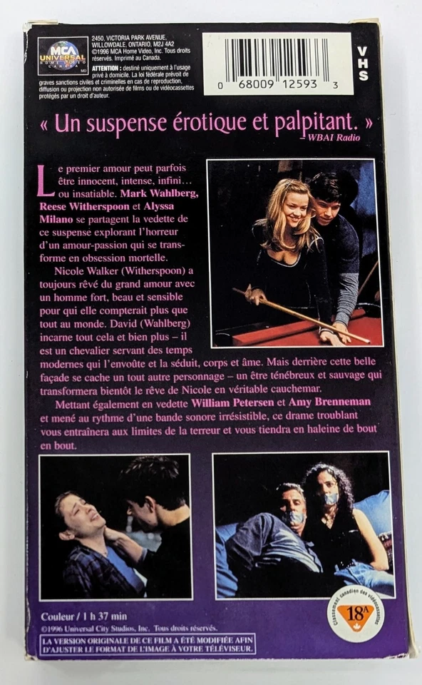 Obsession Mortelle VHS (1996) - NTSC - French - VG (Tested) - Image 2 of 4